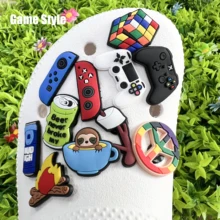 1-10PCS Set Gamepad Style Sloth Rubik's Cube PVC Shoe Charms DIY Buckles Button Slipper Accessories Ornament For Xmas Gift