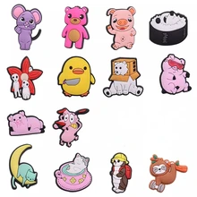 1-14Pcs Cartoon Anime Cat Monkey Mouse Bear Pig Animals PVC Shoe Charms Designer Decorations Clog Fit Wristbands Croc Jibz