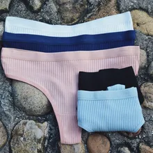 1/3piece Ladies THong simple cotton women's low waist briefs sexy trace stripe seamless cutepantieThongss underwear large size