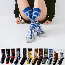 1 pair Autumn Winter Star Wars Movie Men socks Master Yoda R2-D2 Cosplay Socks Wookiee Jedi Knight Novelty Women's Socks 37-45