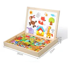 100+Pcs Wooden Multifunction Children Animal Puzzle Writing Magnetic Drawing Board Blackboard Learning Education Toys For Kids