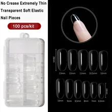 100 Pieces Transparent Nail Tip Oval