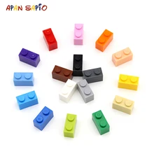 100pcs DIY Building Blocks Thick Figures Bricks 1x2 Dot Educational Creative Size Compatible With 3004 Plastic Toys for Children