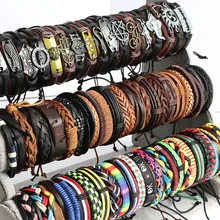 10Pcs/lot Vintage Leather Adjustable Bracelets Bangle For Women Men Mix Style Adjustable Fashion Jewelry Party Gifts