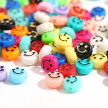 10mm 50pcs/Lot Happy Colorful Smiley Face Beads for Jewelry Making Acrylic Loose Spacer Beads DIY Handmade Bracelet Accessories