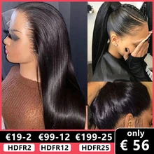 13x4 HD Transparent Human Hair Lace Frontal Wigs Pre Plucked 360 Brazilian Straight Lace Front Human Hair Wigs Women Closure 5x5