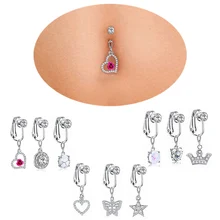 1PC Fake Belly Button Ring Fake Belly Piercing Crown Clip On Umbilical Non Navel Fake Pircing Butterfly Cartilage Earring Clip
