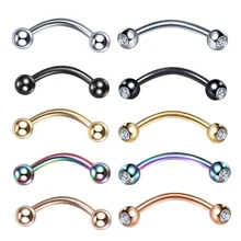 1PC Stainless Steel Crystal Eyebrow Piercing Stud Curved Barbell Zircon Banana Earring Lip Bar Daith Helix Unisex Body Jewelry