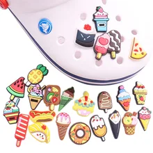 1Pcs Fruit Cake Dessert Donut Sushi Hamburger PVC Garden Shoe Decorations Clog DIY Jibz Wristbands Kids Gift Charms Crocs