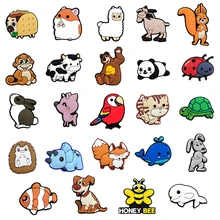 1pc JIBZ Cartoon Animals Shoe Charms Rabbit Bird Cat Decoration Fits For Croc Sandals Shoe Accessories Kids X-mas Gifts