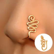 1pcs Copper Wire Spiral Fake Piercing Nose Ring Gold Silver Color Clip Nose Ring Also Can Be Ear Clip Cuff Jewelry