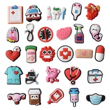 1pcs PVC croc shoes charms Accessories jibz doctor medical ambulance nurse uniform Band-Aid for croc clogs shoe Decorations