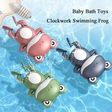 2022 New Baby Bath Toys For Children New Baby Bath Swimming Bath Toy Cute Frogs Clockwork Bath Toy Swimming Water Clockwork Toys