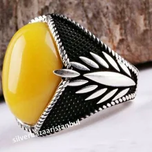 2022 New Handmade Turkish Ring For Men Vintage Eagle Pattern Black Zircon Rings Punk Trendy Islamic Religious Muslim Jewelry