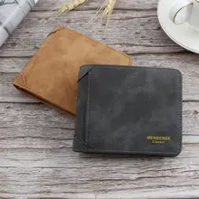 2022 New Men's Wallet Short Frosted Leather Wallet Retro Two Fold Thin Wallet Youth Korean Multi-Card Wallet Luxury Wallet