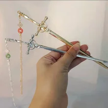 2022 New Punk Ruby Pendant Sword Hairpin Chinese Simple Hair Sticks for Women DIY Hairstyle Hair Dish Accessories Trendy