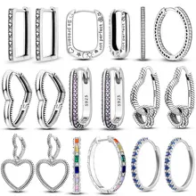 2022 Trend New Purple Pave U Shape Hoop Earring With Zircon Silver Color Luxury Earrings for Women Girl Female Jewelry Accessori