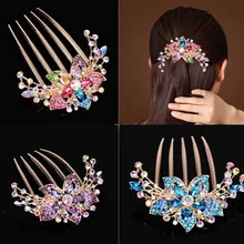 2022 Vintage Flower Crystal Hairclips Fashion Hair Maker Bun Hair Combs Plastic Shiny Hairpins for Women Hair Accessories Gift