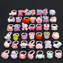 20pc Love Cute Sweet Kids Rings Design Flower Animal Children Jewelry Fashion Multicolor Ring Girls Gifts Princess Suit Kinds