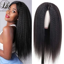220% Density Kinky Yaki Straight Wigs Synthetic Wigs Natural Black For Black Women Heat Temperature Glueless Cosplay Afro Wigs