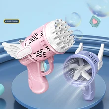 23 Holes Angel Bubble Gun Rocket Bubbles Machine Gun Shape Automatic Blower with Bubble Liquid Toys for Kids Children's Day Gift