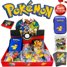 24-144 Pcs/Set Pokemon Christmas Gift Box 2-3Cm Pikachu Model Action Figure English Metal Gold Collectible Card Children Toys