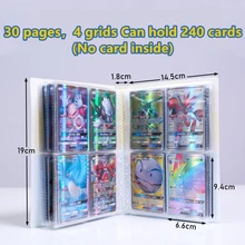 240pcs Album Pokemon Map Grand Format 4pocket Holder Collections Card Letters Album Book Game Characters Binder Folder Gift