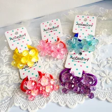 2PCS Cute Cartoon Shiny Transparent Bear Kids Elastic Hair Bands Children Hair Ties Girls Hair Accessories Baby Headdress