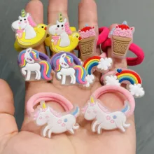 2Pcs/set Luminous Unicorn Hair Accessories Children Rubber Bands Scrunchies Elastic Hair Bands Girls Hair ring Decorations Ties