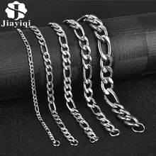 3-11 mm Men Chain Bracelet Stainless Steel Figaro NK Link Chain Bangle for Male Women Trendy Wrist On the Hand Jewelry Gifts