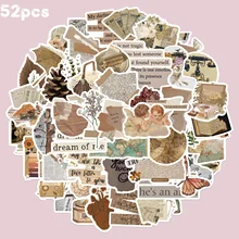 30/52PCS Cartoon Vintage Stickers Retro Style Pattern Diary Planner Decorative Scrapbooking Stationery Supplies Craft Sticker
