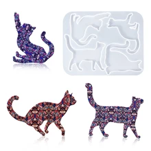 3D Cartoon Cat Brooch Crystal Epoxy Resin Mould Jewelry Silicone Molds DIY Craft Making Accessory Casting Tools