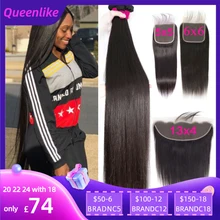 4x4 5x5 Lace Closure And 30 40 Inch Human Hair Bundles With 13x4 Lace Frontal Straight Brazilian Remy Weave Bundles With Closure