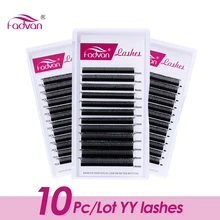 5/10 PCS Fadvan YY Shape Black Eyelashes Extensions Two Tip Lashes Premade Fan Lashes Faux Mink YY Lashes