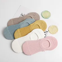 5 Pairs Summer-thin Mesh Socks Lady's Shallow Silicone Anti-slip Invisible Socks Lovely Solid Color Boat Socks