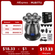 5 in 1 Electric Head Shaver for Bald Men 7D Floating Cutter Beard Trimmer Clipper IP68 Waterproof Shaving USB Wireless Charging