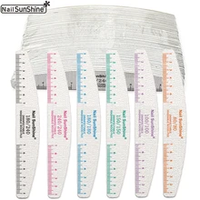 50 Pcs Professional Wood Nail File Thick Half Moon With Ruler Grey Sandpaper 80 100 150 180 240 Grit Wooden Files Tips For Nails