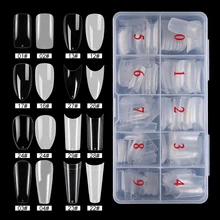 500Pcs/BoxTransparent Coffin Fake Nails capsule pour ongles Acrylic Full Cover Reusable False Nails Tips Pressed On The Nail