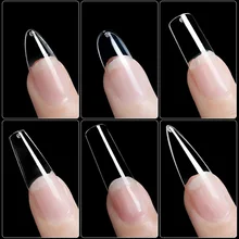 500pcs/bag Fake Nails 38 Different Nails Natural and Transparent Colors Coffin Stiletto Full Cover Press On Nail Tips