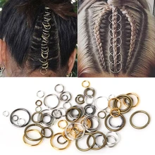 50PCS Metal African Hair Rings Beads Cuffs Tubes Charms Dread Hair Braids Jewelry Hair Braider Decoration Accessories