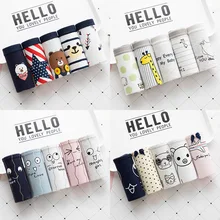 5PCS/Set Women Cotton Panties Cute Briefs Mid Waist Seamless Underpants Girls Cartoon Underwear Female Sexy Lingerie NKT2246
