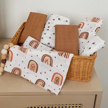 70% Bamboo 30% Cotton Baby Swaddle Newborn Muslin Swaddle Blanket for Girls & Boys Soft Baby Bath Towel Cute Infants Baby Bibs