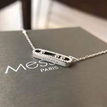 925 Sterling Silver French three diamond move series Rose Gold Plated Original brand Fine jewelry For women messika Necklace