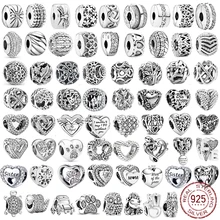 925 Sterling Silver Heart Circular Animal Beads Original Pandora Charm Bracelet For Women DIY Fashion Silver 925 Jewelry Making