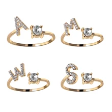 A-Z Letter Adjustable Opening Rings For Women Couple Alphabet Name Men Initials Ring Men Wedding Finger Jewelry anillos mujer