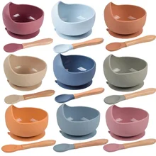 Baby Silicone Bowl Suction Bowls Tableware for Kids Waterproof Baby Feeding Bowl Spoon Children Dishes Kitchenware Infant Plates