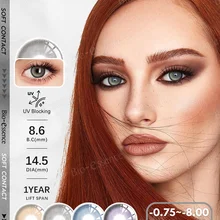 Bio-essence 1 Pair Colored Contact Lenses Dioptric with Prescription Colored Natural Contact Lens for Myopia Lenses Gray Lenses