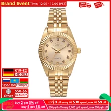 CHENXI Brand Top Luxury Ladies Gold Watch Women Golden Clock Female Women Dress Rhinestone Quartz Waterproof Watches Feminine