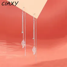 CIAXY Silver Color Hollow Leaves Earrings for Women Temperament Long Tassel Tea Ear Chain Earring Super Fairy Jewelry
