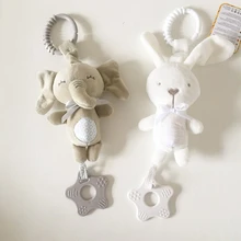 Cartoon Animal Shake Bell Pendant Plush Elephant Rabbit Cute Rattle Windchime G99C
